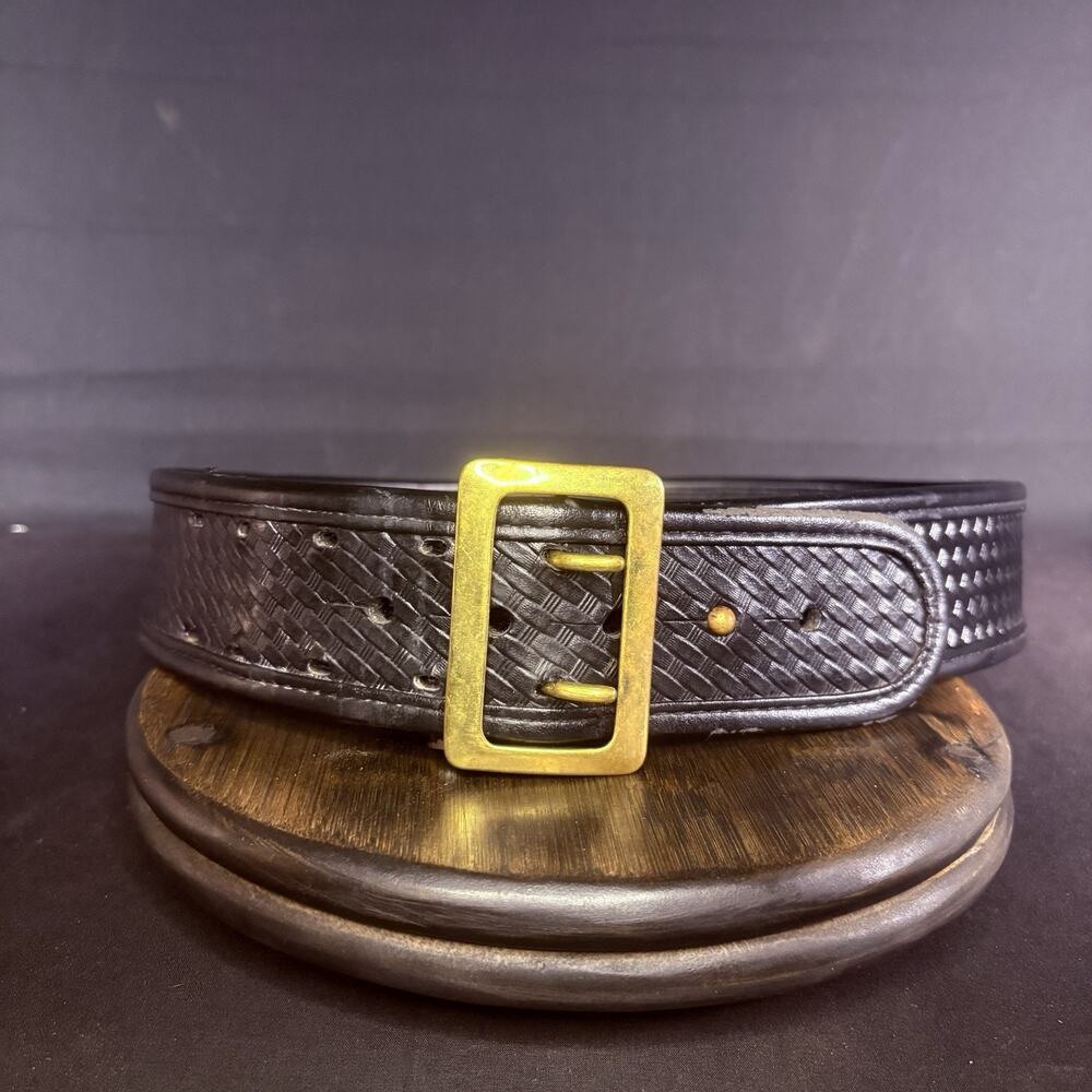 Bianchi Duty Belt (Size 34" - 36") Waist AccuMold Brass, Basket Weave Leather